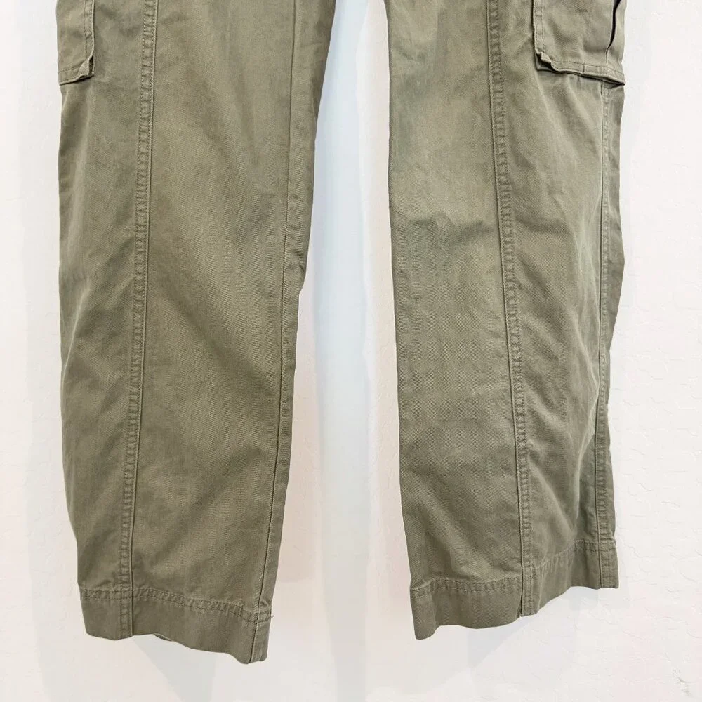 Abercrombie Relaxed Cargo Pants Wide Leg Baggy Grunge High Rise Olive Green 25 - Picture 6 of 11